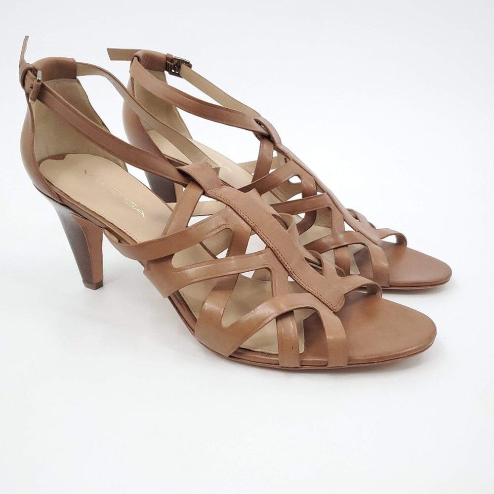 Via Spiga Caged Stiletto Open Toe Leather Sandals 10.5